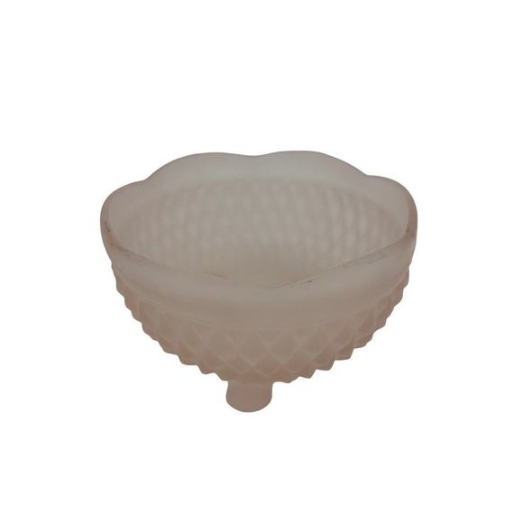 Pink Frost Deperession Glass Bowl 3" x 5" Diamond Quilt 3-footed Trinket 9983 - Picture 2 of 7